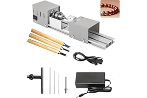 KENSBRO Mini Torno de 125 W, Pequeño Torno de Metal con Ajuste de 7 Marchas, 2000–8000 RPM, Rango de Sujeción de 0.02–0.24 Pulgadas, Minitorno Multifunción para Torneado, Ranurado y Rectificado