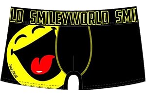 Smiley World LOL Unterhose Boxershort Pant Underwear Herren, Jungen, Kinder modisch schwarz mit gelben Smiley 95% Baumwolle AI25385
