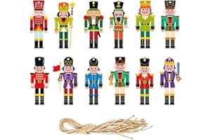 Orapink 12 Stück Weihnachts-Hängedekorationen für den Baum, Nussknacker-Form, für drinnen und draußen, Ornament mit Seil für Party/Urlaub