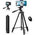 Eocean 136cm Tripod for iPhone, Selfie Phone Tripod for Mobile, Aluminum Camera Tripod Stand with Carry Bag Wireless Remote Universal Phone Holder, Portable Travel Phone Stand for Video Recording