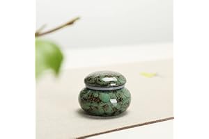 HCLRW Small Ceramics Urn, Keepsake Urns For Human Ashes, 1.7'' Mini Urns For Human Ashes Or Pet, Hold 1.2 Cubic Inches Of Ashes, Display Burial At Home Or Office Decor (Green)