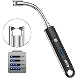 Aerb Stabfeuerzeug, Elektronisch Feuerzeug USB Aufladbare Lichtbogen Feuerzeug mit Batterieanzeige für Kerzen, Küche, Herd, C