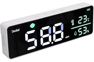 SEAFRONT Miernik Poziomu Dźwięku Wiszący na ścianie 30 do 130dBA Duży Ekran LED Miernik Decybeli Hałasu z ikoną Automatycznego Alarmu