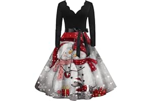 DIYIOUZHOU Soft Dress Womens Classic Long Sleeve Birthday Xmas Tuni Velvet Cozy V Neck Snowflake Zip Evening Dress Womens