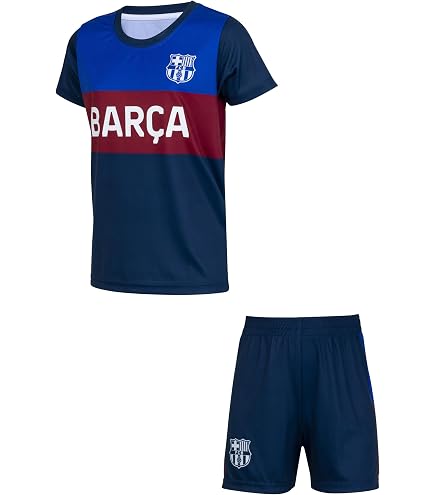 Qycksouth Kit Maillot Domicile FC Barcelone Enfant 2025 – Maillot Manches Courtes + Short – Édition Limitée Nouvelle Saison (4-13 Ans)