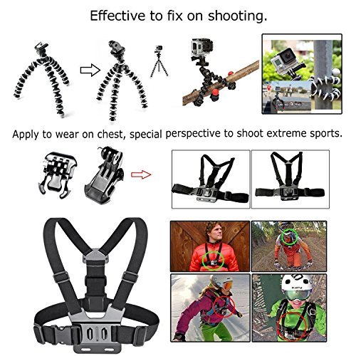 Greleaves-Action-Camera-Mounts-Accessories-for-Gopro-Hero-6-Go-Pro-HERO-5-4-3-2-1-Session-SJCAM-SJ4000-SJ5000-Xiaomi-Yi-Vivitar-Apeman-A80-AKASO-EK7000-Vemont-Bundle-Pack-Set