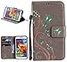 Produktbild Roreikes Samsung Galaxy S5 / S5 Neo Hülle, Slim Retro Schmetterling und Blume PU Leder Bookstyle Handyhülle Tasche Flip Wallet Case mit Strap Portable Handytasche Anti-Scratch Shell Cash Pouch ID Card Slot Magnetverschluss Etui Soft Silikon Back Cover Folio Hüllen Schale Schutzhüllen für Samsung Galaxy S5 / S5 Neo - Grau