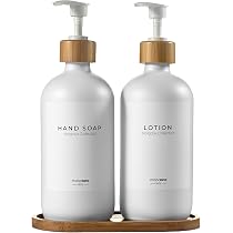 Relaxdays Dispenser Di Sapone, Set Da 2 Erogatori Per Disinfettanti, 500 Ml, Con Vaschetta Di Raccolta Biancogrigio 82358398