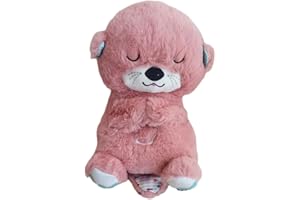 NILUTO Baby Sound Machine Snuggle Otter Portable Plush Baby Toy with Sensory Details Music Lights & Rhythmic Breathing Motion