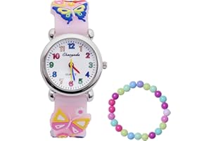MUXIJIA Montre pour Enfants Fille, 3ATM Étanche Montre Mouvement à Quartz Montre Bracelet en Silicone pour Filles de 3 Ans à 10 Ans