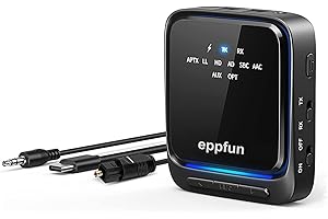 eppfun AK8675B Pro Ricevitore Trasmettitore Bluetooth 5.2 per TV/PC/Home Theater Impianto Stereo, aptX-Adaptive/aptX HD/aptX LL Doppia Connessione Audio Adattatore con SPDIF/RCA