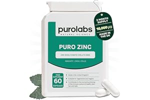 High Strength Zinc Supplement 15mg by Purolabs - Chelated Zinc Bisglycinate - Vegan Capsules - High Absorption Tablets for Men & Women - Immune & Skin Support Supplements - 60 Count