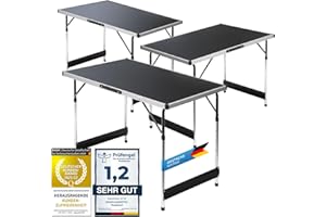 ‎GOODS+GADGETS GOODS+GADGETS Klappbarer Multifunktionstisch Mehrzwecktisch Campingtisch Camping-Set Klapptisch Markttisch höhenverstellbarer Tapeziertisch Beistelltisch zum Campen (Grau: 3er Set Tische)
