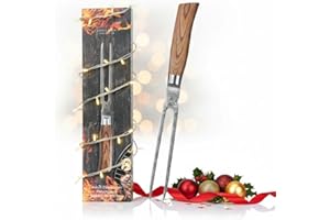 ‎WAKOLI Wakoli EDIB Pro Damast Tranchiergabel | 18 cm Zinken aus 67 Lagen Damaststahl mit VG10-Kern | ergonomischer Pakkaholzgriff | für Braten, Steak & Grillgut | in Geschenkbox für Profi- & Hobbyköche