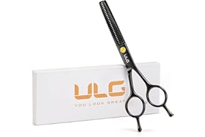 ULG Thinning Shears for Hair Cuttiing 16.5 cm Professional Thinning Scissors Ultra Sharp Stainless Steel Barber Shears for Left/Right Hand- Ergonomic for Women, Men, Kids, Pets, Salon & Home, Black