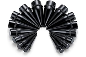 Briana Williams 8 par akrylowych rozpychaczy do uszu, zestaw 6-20 mm, rozpychacz, czarny piercing