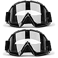 THMINS 2 Pack Motorcycle Goggles,Dirt Bike Goggles,for Racing,Riding,Adjustable,Windproof,Anti-UV and Dustproof for Men and Women
