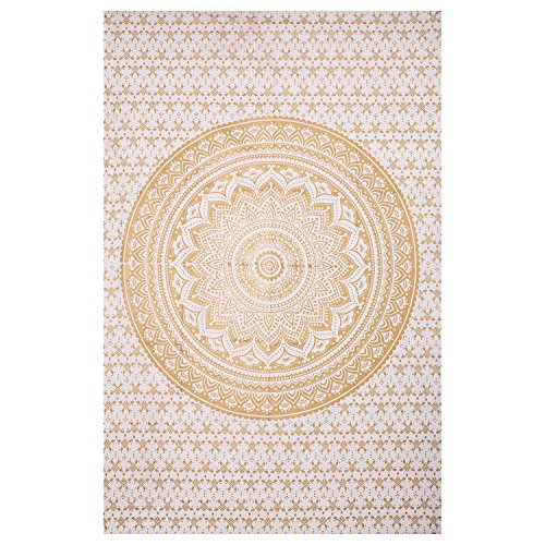 Original-Gold-Ombre Twin Größe Tapestry von RawyalCrafts Mandala Hippie Teppich, Hippie Wandbehang Tapisserie, böhmische Tapisserien, Königin Mandala Home Decor