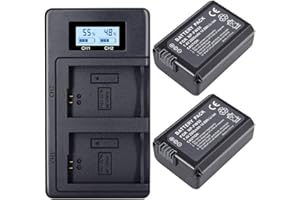 CITYORK NP-FW50 Kamera-Akkuladegerät für Sony A7, A7 II, A7R, A7R II, A7S, A7S II, A600, A6500, A6300, A55, A5100 (2er-Pack 2000 mAh, Micro-USB-Ladegerät, vielseitige Lademöglichkeit)