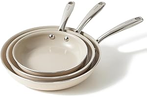 Redchef Set de 3 Poêles à revêtement céramique pour induction 20/24/28 cm Pour tous les types de plaques de cuisson - Sans PTFE - Sans PFAS - Sans PFOA, Passe au four et au lave-vaisselle - Beige