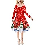 Toddler Girl Christmas Dress Spring and Autumn Cartoon Dress Casual A-Line Dresses Girl Dress