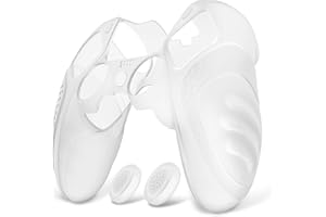 PlayVital Protection Manette pour ps5 Edge Coque Silicone avec Capuchon Joystick,Housse pour ps5 Edge Controller Protège Accessoires-Blanc Transparent，Guardian Edition