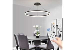 ‎MIKERU Mikeru 40cm Runder Pendelleuchte, LED Pendelleuchten Höhenverstellbar 10% Bis 100% Dimmbare Büro Modern Beleuchtung Hängeleuchte 1 Ring 3000k/4500k/6500k für Kücheninsel, Wohnzimmer