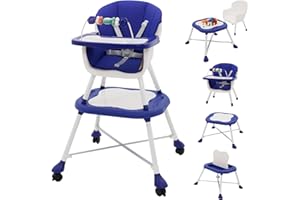 ARK MIIDO Baby Highchair, 5 in 1 Toddler High Chair, Infant Feeding Chair with Toy Bar and Wheels, Convertible Infant DiningChair and Table Set, Baby DiningChair for 6-36 Months