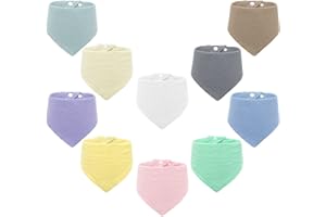 AIXMEET 10 Pack Muslin Baby Lätzchen, saugfähige Baby Bandana Sabberlätzchen, solide Farben Set für Zahnen und Sabbern, stilvolle Unisex Lätzchen, weiche Zahnen Lätzchen für Kleinkinder, Leicht zu waschen