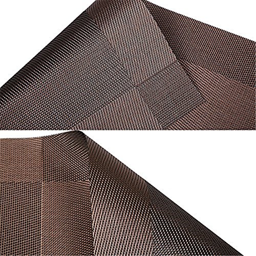 Fontic 6er Set Platzsets 30x45cm Platzdeckchen Rutschfest Abwaschbar Tischmatten aus PVC Abgrifffeste Hitzebeständig Tischsets Schmutzabweisend und Waschbare, Platz-Matten für küche Speisetisch (Braun) - 5