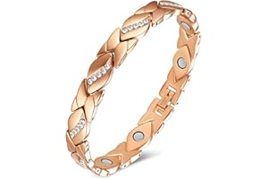 TPZORJX Pulseras Magneticas, Mujer Pulseras Magneticas Terapia Acero Inoxidable Pulsera Magnetica Curativa，joyas de mujer，pulsera mujer（Oro rosa）