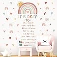 wondever Reading Corner Boho Rainbow Wall Decals Kids Inspirational Quotes It is Okay to Be Yourself Peel and Stick Wall Art Stickers for Classroom Reading Room Baby Nursery