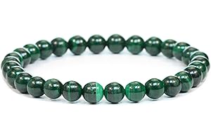 LAKADA Bracelet en véritable pierre précieuse avec perles rondes de 6mm - différentes longueurs - bracelet en pierres précieuses porte - bonheur talisman cadeau