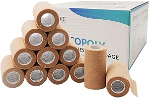 GSPCARE Selbsthaftende Bandage 10cm x 4,5m, 12 Rollen Elastisch Kohäsiver Verband Tierverband Selbstklebend, Haftbandage für Schwellungen der Knöchelverstauchungen am Handgelenk