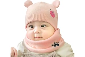 ADESUGATA Baby vinter varm stickad mössa halsduk set, småbarn varm beanie mössa mjuka bomullskeps halsdukar hattar för flicko