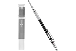 Enhon Matite da Carpentiere con 12 Ricariche Matite Meccaniche per Lavorazione di Legno a Foro Profondo con Temperamatite Integrato Strumenti per Segnare Marcatori Neri per Falegname