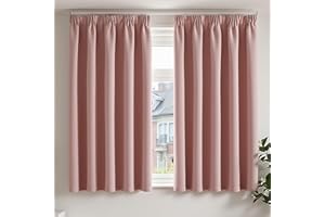 TOPICK Pencil Pleat Thermal Insulated Blackout Bedroom Curtains, W66 x L54 Inch Living Room Darkening Curtains & Drapes, Pink Window Treatment for Nursery, Kitchen, Cafe