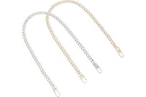 PH PandaHall 2 Colors 60cm Iron Flat Chain Strap Handbag Chains Accessories Purse Straps Shoulder Cross Body Replacement Straps with Swivel Buckles for Bag Craft Making