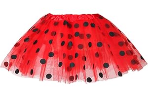 DUFAMQI Tutu Falda de Mujer Lunares Falda de Tul Mini Ballet 3 Capas Accesorios de Vestimenta de Baile Niñas para Vestirse Disfraces Danza Carnaval Halloween Navidad