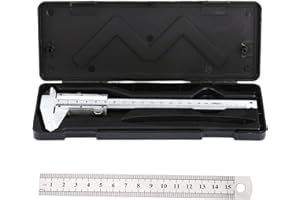 CYH - Pie de corredera profesional de acero inoxidable, calibrador de 150 mm, precisión digital, de acero inoxidable, herramienta micrómetro Vernier con una regla de acero de 15 cm y paño de limpieza