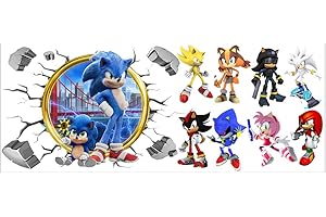 FYDZBSL Sonic Stickers Décorations Murales 3D Effect Autocollants Chambre Decor Décoration Sticker Muraux Enfants Sonic Stickers Bébé et Enfants Décor Cartoon Chambre Produit