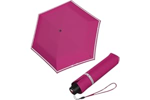 Knirps Children's Pocket Umbrella Rookie Reflective with Reflective Border Flamingo
