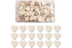 TAIYOU 200pcs Corazones Madera Rebanadas 2cm Discos Madera Corazón Adornos Corazon sin Acabado para Decoración Boda Fiestas Producción Tarjetas Etiquetas Regalo Hecho a Mano