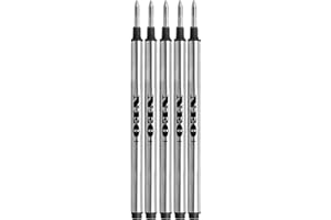NEO+ Recharges Pen compatibles avec les rollers de la ligne Montblanc: Solitaire, Noblesse, Generation, Scent, Bohème, Classic et StarWalker, Jinhao, Gullor Rollerball (5 X NOIRE)