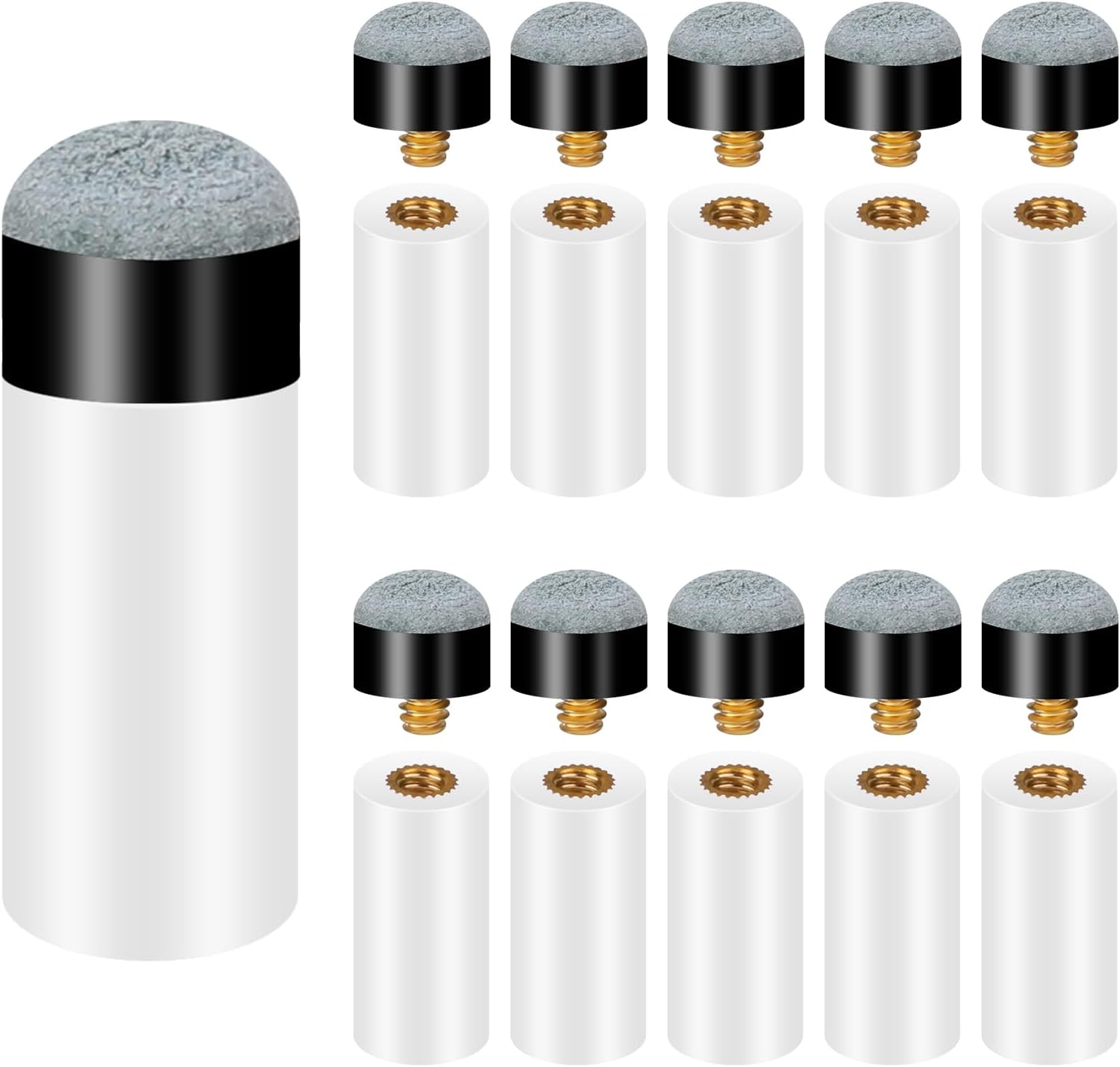 Sliverdew 10 puntas de repuesto para taco de billar con virola de billar de 12 mm, color gris