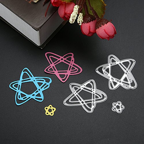Amazingdeal365 3PCS Sterne Metall Form Stanzschablonen Schablonen Schneiden DIY Dekor Sammelalbum Karten Buchzeichen Lesezeichen als Geschenk für Freunde Geburtstag Kinder,Kindergarten Hobby Schule Handarbeit Unterricht usw. Ein tolles Geschenk! - 3