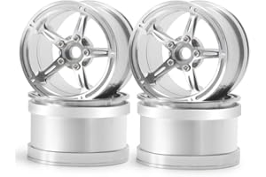 ZUOLAN XUNJIAJIE 4 Stück Aluminum Alloy 2.2 Zoll RC Felge Felgenringe Beadlock Radfelge für 1/10th RC Crawler Axial Wraith Modell-Auto (Silber)