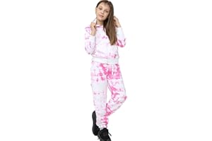 A2Z 4 Kids Bambini Ragazze Tuta Rosa Tie Dye Stampare Vello Cappucciato Cerniera Felpa Con Cappuccio Bottom Jogging Tuta Jogger Età 5-13 Anni