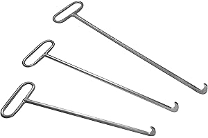 SYSKAN Massiver Schachtdeckelhaken 70, 80, 90 cm, Kanaldeckelheber Schachthaken geschmiedet, verzinkt, robust (90cm)