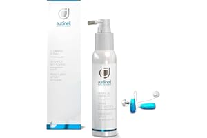AUDINELL Spray nettoyant (100ml) + brosse - Sans alcool - Dissout, nettoie, élimine le cérumen et la sueur des aides auditives, écouteurs, moniteurs intra-auriculaires